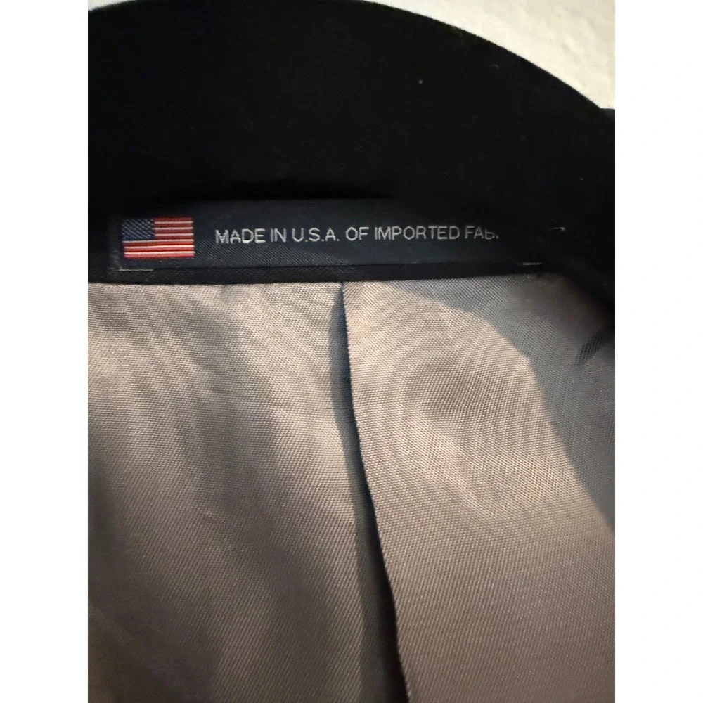 Hart Schaffner Marx Mens Navy Blue Blazer Sport Coat Gold Crest Buttons 46R USA